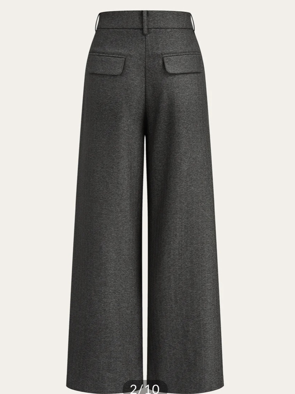 COMMENSE High-Waist Wide-Leg Gold Button-Front Pants - Charcoal Tweed - Picture 2 of 8